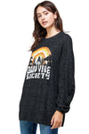 BRUSHED KNIT SCREEN PRINT LOOSE FIT SWAEAT SHIRTS - MILEY + MOLLY