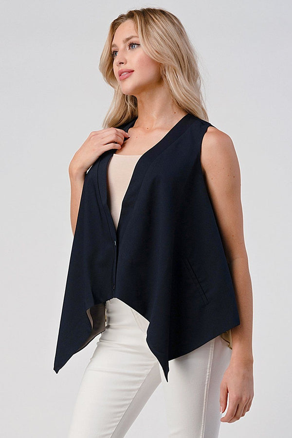 Women's silk contrast fashion vest