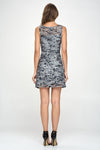 Sleeveless A-Line Dress with Abstract Print