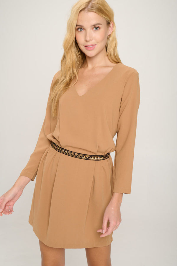 V-Neck Belted Dress – Effortless Elegance