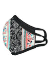 Black Floral flower fashion washable reusable breathable fabric ear loop shield fabric face masks - amazon - MILEY + MOLLY