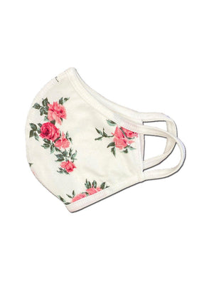 White Floral flower fashion washable reusable breathable fabric ear loop shield fabric face masks - amazon