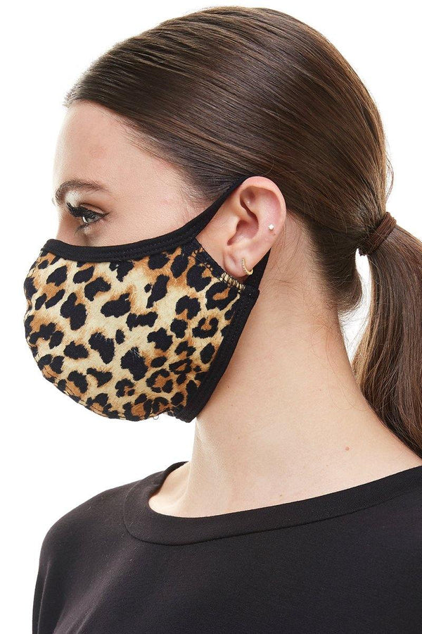 Leopard animal fashion washable reusable breathable fabric ear loop fabric face masks