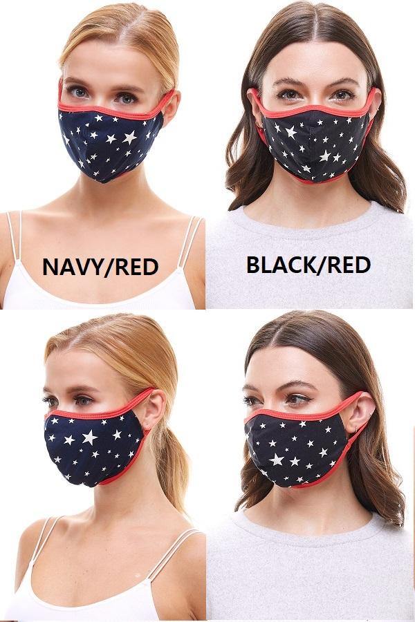 US made America flag star fashion washable reusable cloth face mask - MILEY + MOLLY