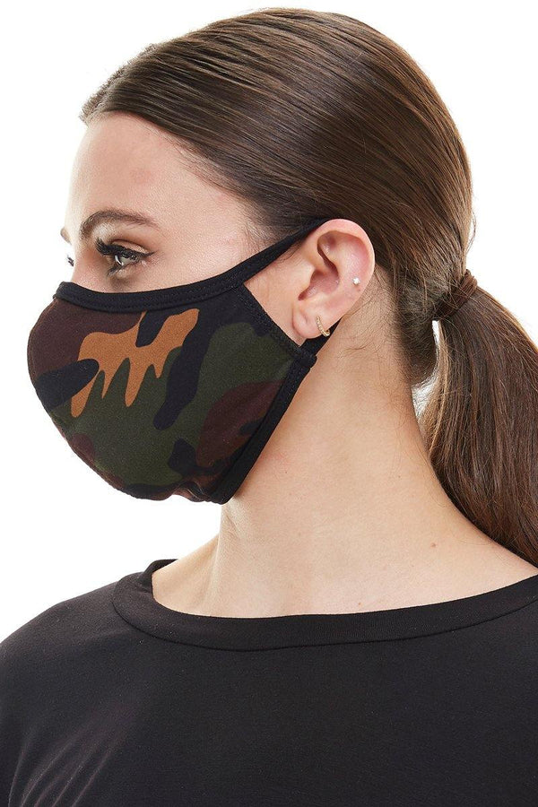 USA Made Camouflage fashion washable reusable breathable fabric ear loop fabric face masks - AMAZON