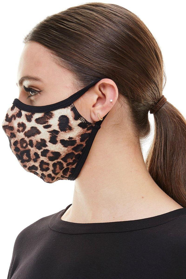 Leopard animal fashion washable reusable breathable fabric ear loop fabric face masks - MILEY + MOLLY