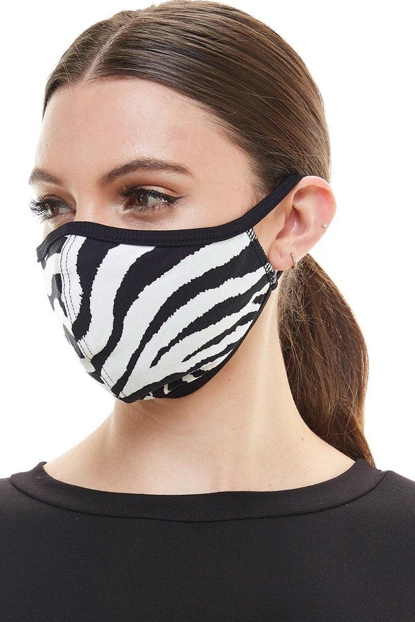 Zebra print fashion washable reusable breathable fabric ear loop fabric face masks