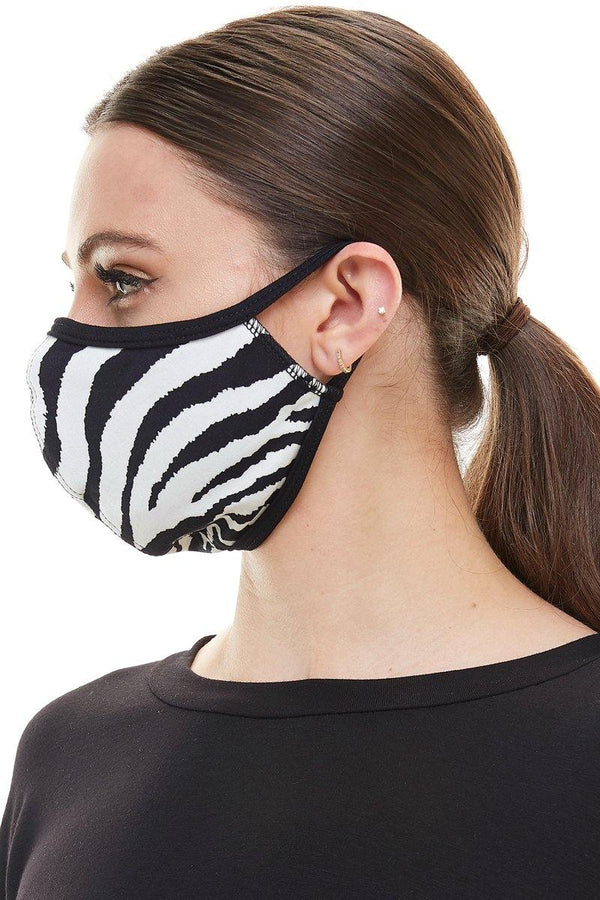 Zebra print fashion washable reusable breathable fabric ear loop fabric face masks