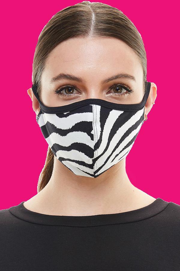 Zebra print fashion washable reusable breathable fabric ear loop fabric face masks