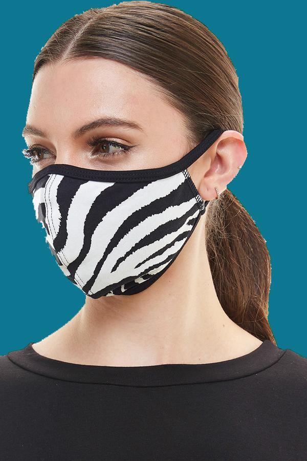 Zebra print fashion washable reusable breathable fabric ear loop fabric face masks