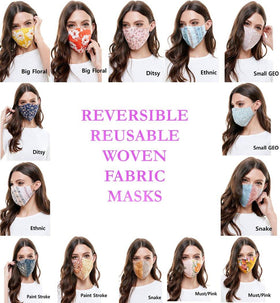 Reversible woven face mask reusable washable cloth mask