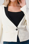 Classic Single-Button Blazer with Contrast Lapel