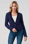 Classic Single-Button Blazer with Contrast Lapel