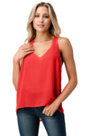 V NECK Hi Low Cami Top with Chiffon