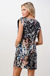 Side zipper multi abstract tunic dress