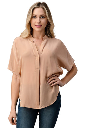 Effortless Dark Grey Oversized Button-Up Blouse for Women