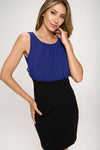 Sleeveless Two-Tone Fitted Dress