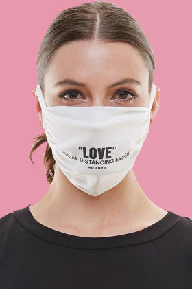 White adjustable tie, washable and reusable cotton fabric face mask, featuring 