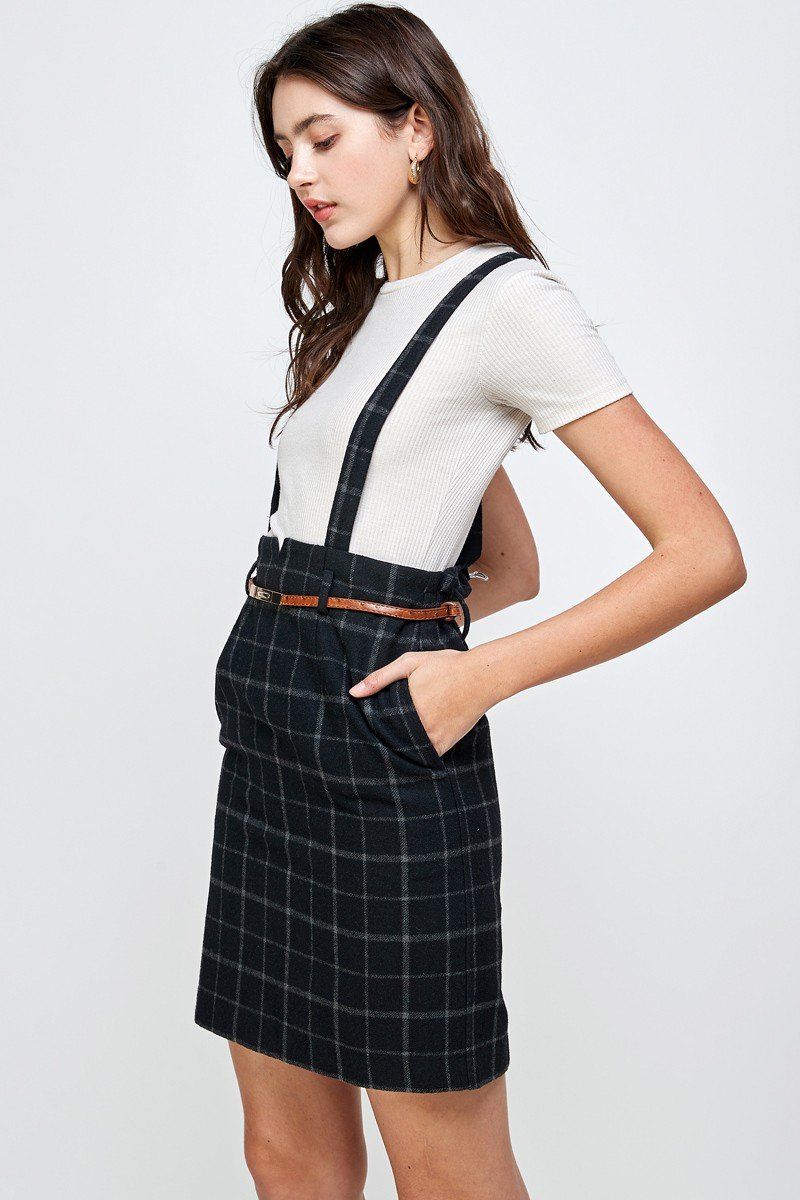 Suspender high waisted skirt