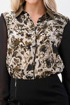 Silk wavy marble printed shirt top