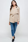 Draped Collar Trench Coat Jacket Top - MILEY + MOLLY