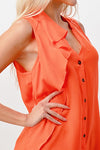 Sleeveless Button-Up Ruffle Blouse