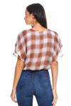 Plaid Tie Back Blouse top