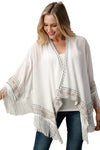 Beaded With Tassel Hemmed Cover Up Kimono Cardigan