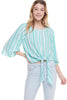 Stripe Tie Front Top