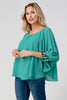 Women's Flowing Blouse with Embellished Cuffed Sleeves