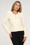 Embroidered Zip-Up Jacket with Zipper Pockets