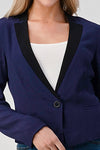 Classic Single-Button Blazer with Contrast Lapel