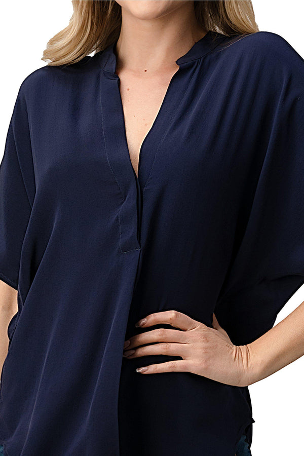 Dolman Sleeve Silk Solid Blouse Top