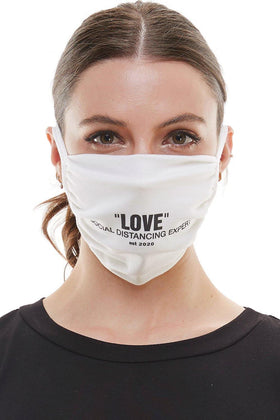 White adjustable tie, washable and reusable cotton fabric face mask, featuring 