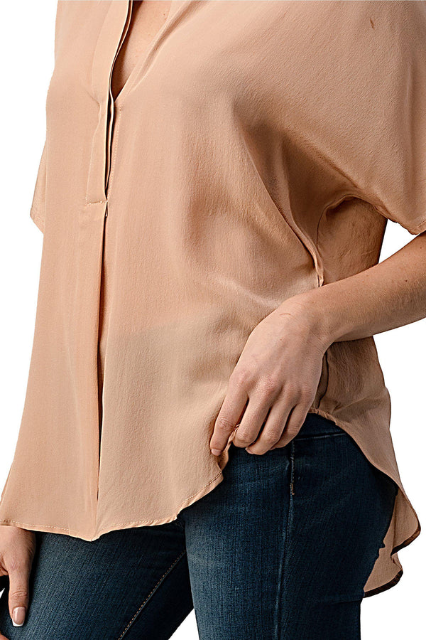 Dolman Sleeve Silk Solid Blouse Top