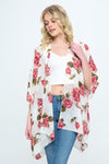 Floral Kimono Cardigan with Open Front