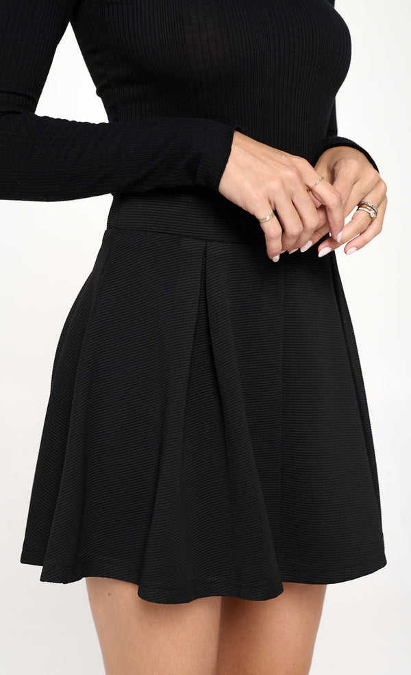 High-Waisted Pleated Skater Skirt