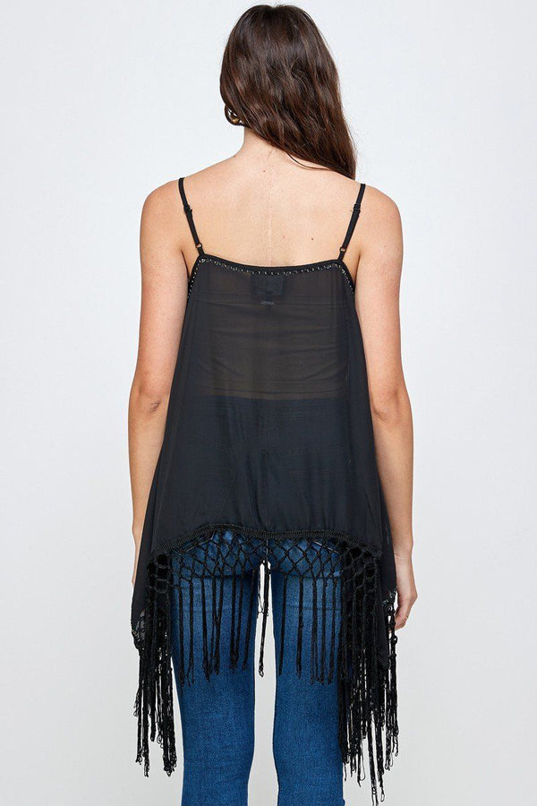 Fringed bottom beaded tunic top