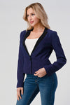 Classic Single-Button Blazer with Contrast Lapel