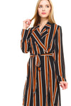 Striped Long Sleeve Belted Jacket