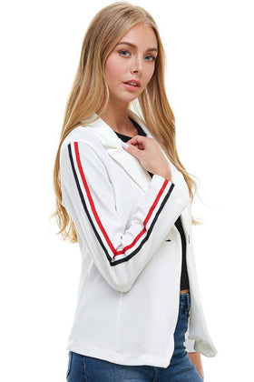 Tailored Blazer with Stripe Detail – Sporty Chic