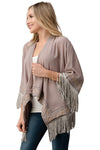 Beaded With Tassel Hemmed Cover Up Kimono Cardigan