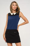 Sleeveless Dress with Contrast Peter Pan Collar