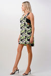 Kaleidoscope printed side band fashion mini dress