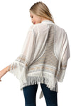 Beaded With Tassel Hemmed Cover Up Kimono Cardigan