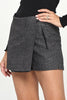 Asymmetrical Wrap Mini Skort with Faux Leather Trim