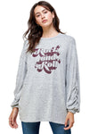 BRUSHED KNIT SCREEN PRINT LOOSE FIT SWAEAT SHIRTS - MILEY + MOLLY