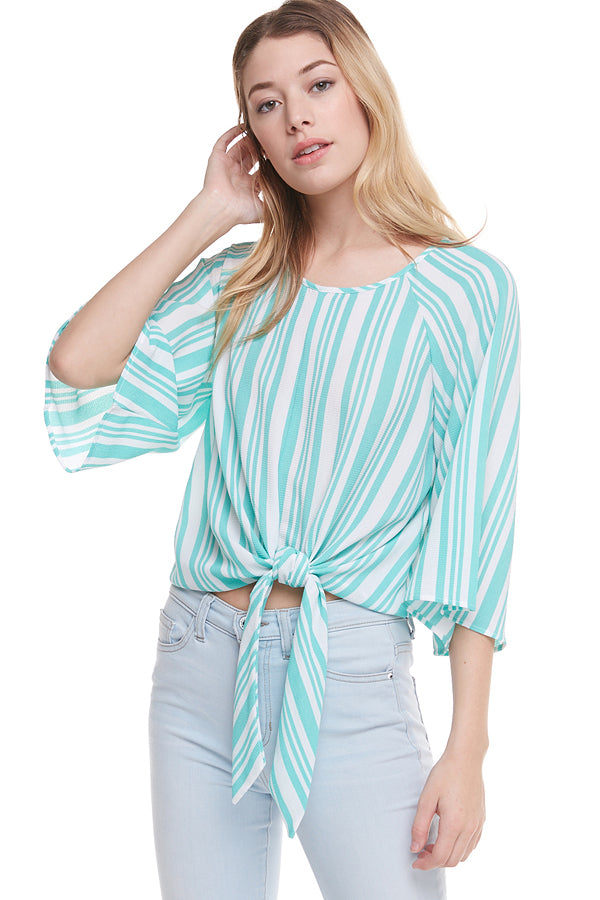 Stripe Tie Front Top