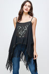 Fringed bottom beaded tunic top