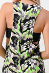 Kaleidoscope printed side band fashion mini dress